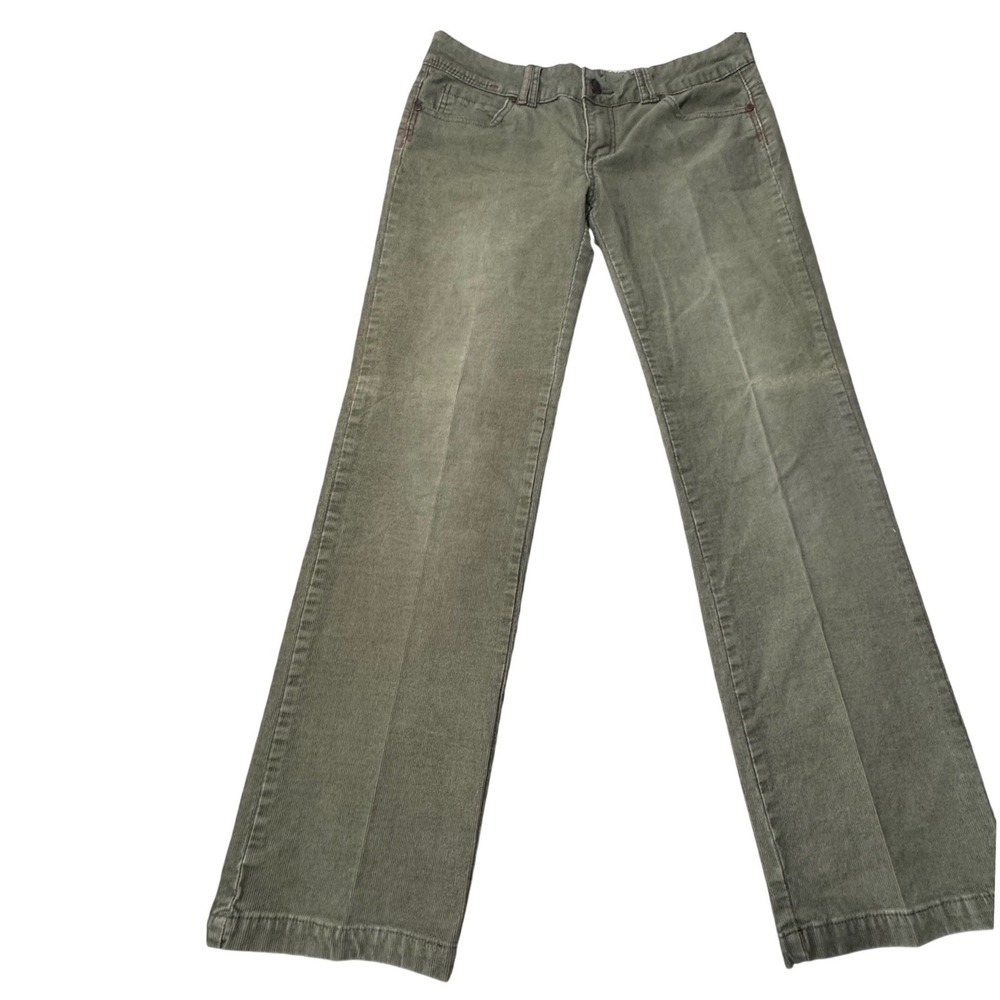 Prana Corduroy Pants Womens 8 Organic‎ Cotton Stretch Olive Green Straight Leg